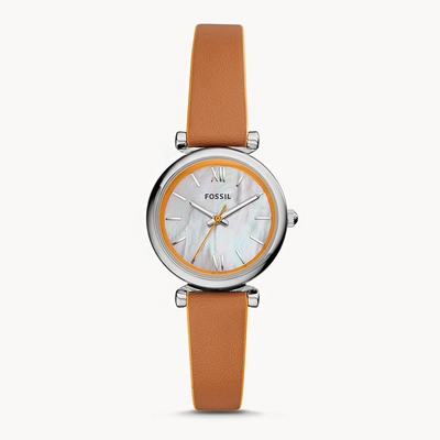 FOSSIL 三針棕色皮革手錶 ES4835