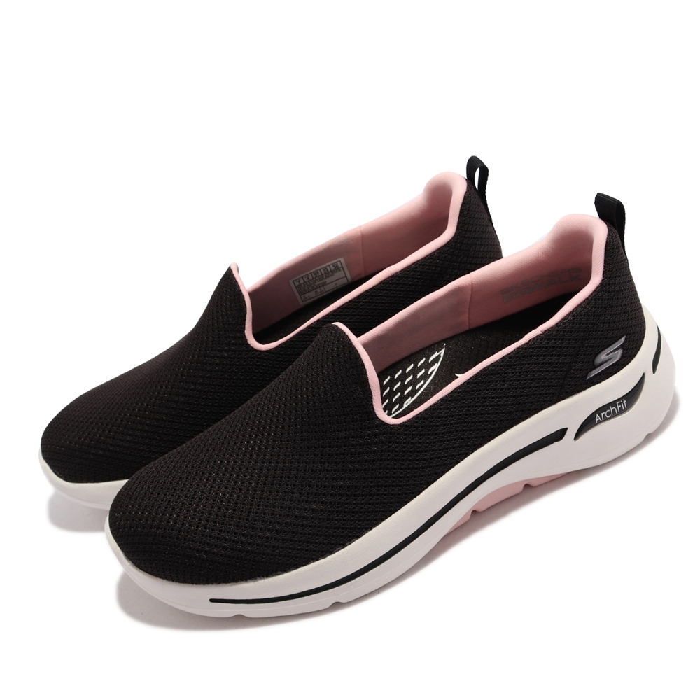 Skechers 休閒鞋 Go Walk Arch Fit 健走 女鞋 戶外踏青 專利鞋墊 避震 緩衝 回彈 黑 粉 124401-BKPK