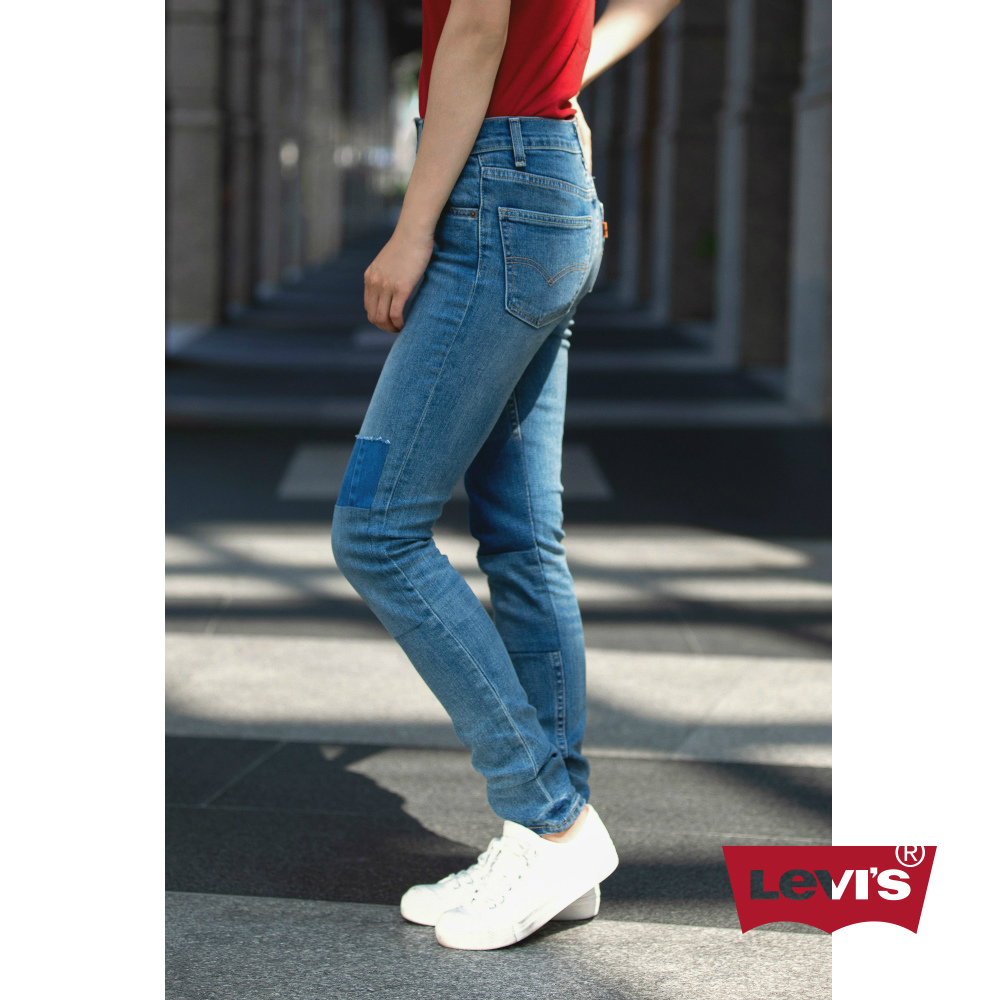 Levis 女款 721 高腰緊身窄管 亞洲版型 彈性牛仔長褲 拼接