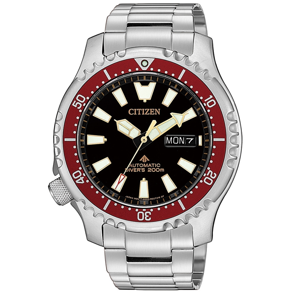 CITIZEN 限量河豚艦隊機械潛水錶(NY0091-83E)-紅x黑/42mm