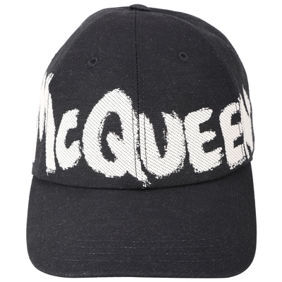 Alexander McQueen 塗鴉字母棉混紡棒球帽(黑色)