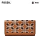 FOSSIL Logan 三折真皮拉鍊RFID防盜長夾-棕色織線花紋 SL6324058 product thumbnail 1