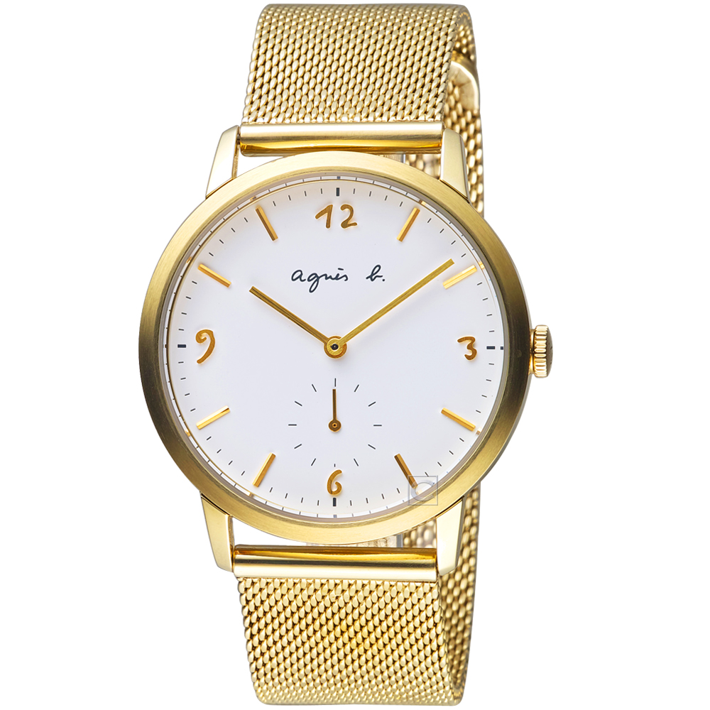 agnes b.法式簡約小秒針時尚米蘭腕錶 VD78-KLB0I BN4008X1