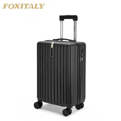 FOXITALY 20吋城市漫步拉鍊旅行箱-暗夜黑