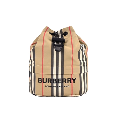 BURBERRY Femininity系列經典LOGO ECONYL再生尼龍束口手拿包(卡其)