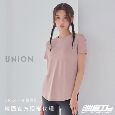 STL yoga 韓國瑜伽 Union 女 運動機能 圓領 短袖 上衣／圓弧蓋臀 透氣 抗菌 快乾／CloudPink雲霧粉紅