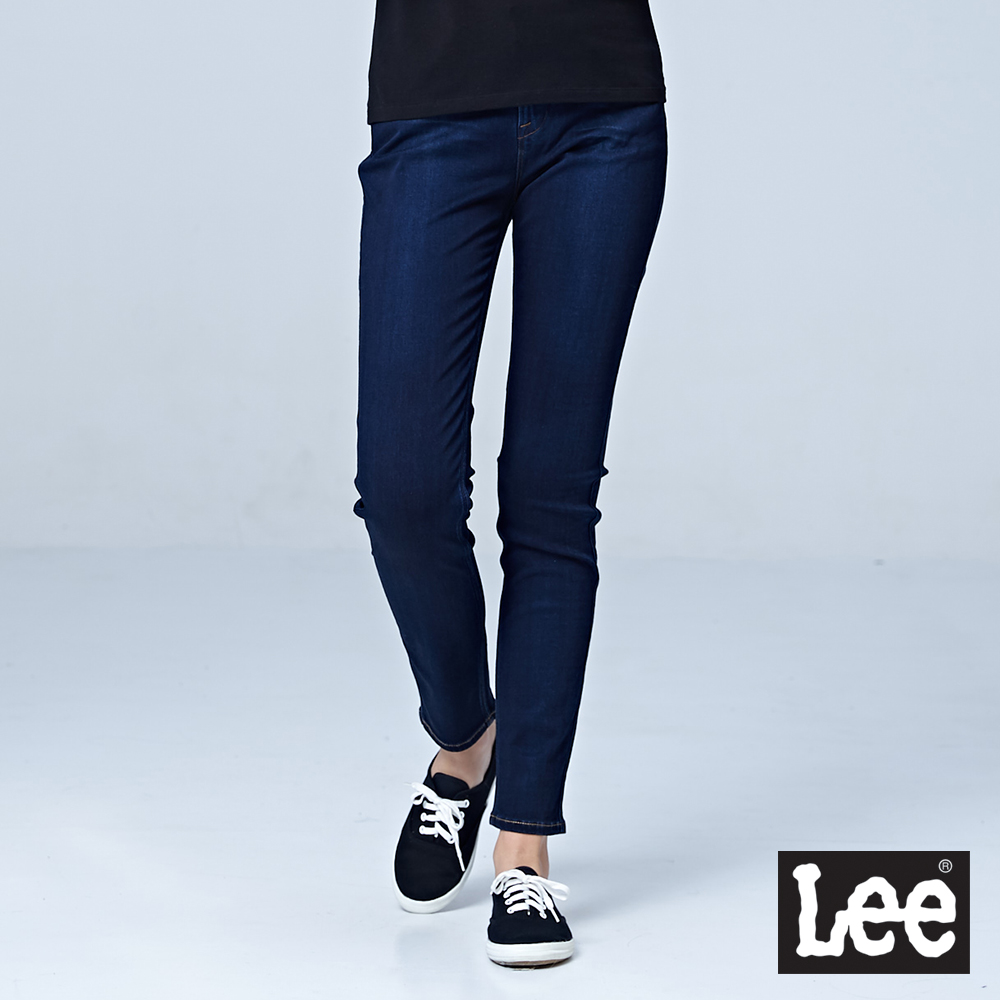 Lee 433 九分高腰合身窄腳牛仔褲/BO-深藍色