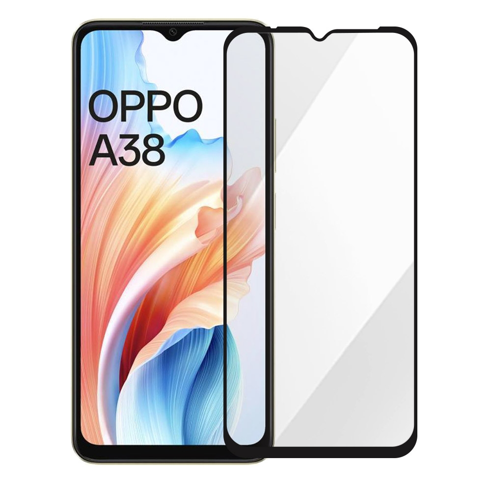 Metal-Slim OPPO A38 全膠滿版9H鋼化玻璃貼-晶鑽黑