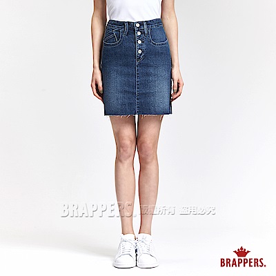 BRAPPERS 女款 Boy Friend Jeans系列-膝上短裙 -深藍
