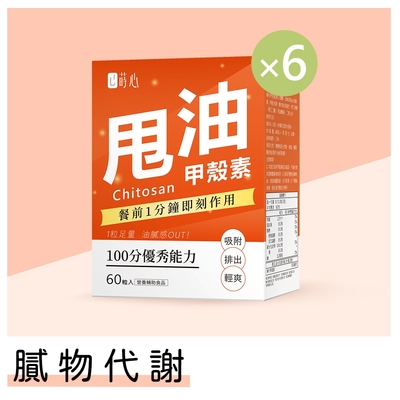 蒔心 專利甲殼素錠 (60粒/盒)6盒組 甲殼素/解膩/油切/減少吸收/冰島專利