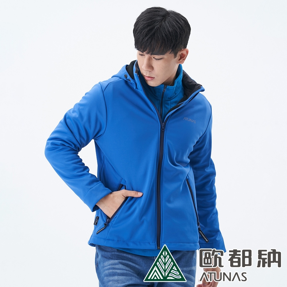 【ATUNAS 歐都納】男款WINDSTOPPER防風透氣風衣外套A1-G1734M藍/刷毛保暖/登山健行/休閒旅遊穿搭