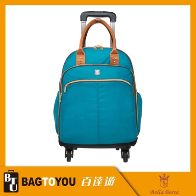 『官方正品』【Bella Borsa】經典尼龍-四輪式拉桿旅行袋-湖水綠 BB21B001GR