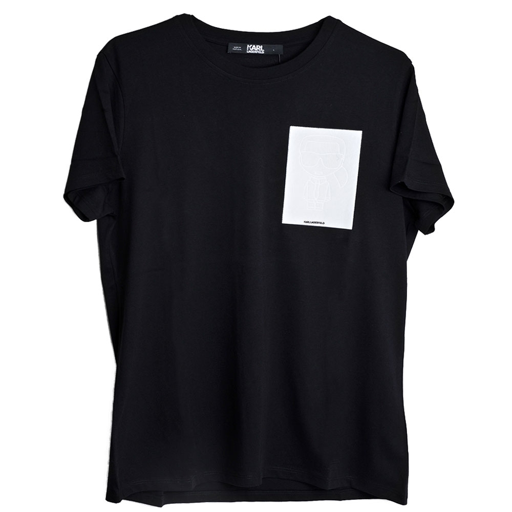 Karl Lagerfeld 葡萄牙製老佛爺反白LOGO圖騰棉質T恤(黑)