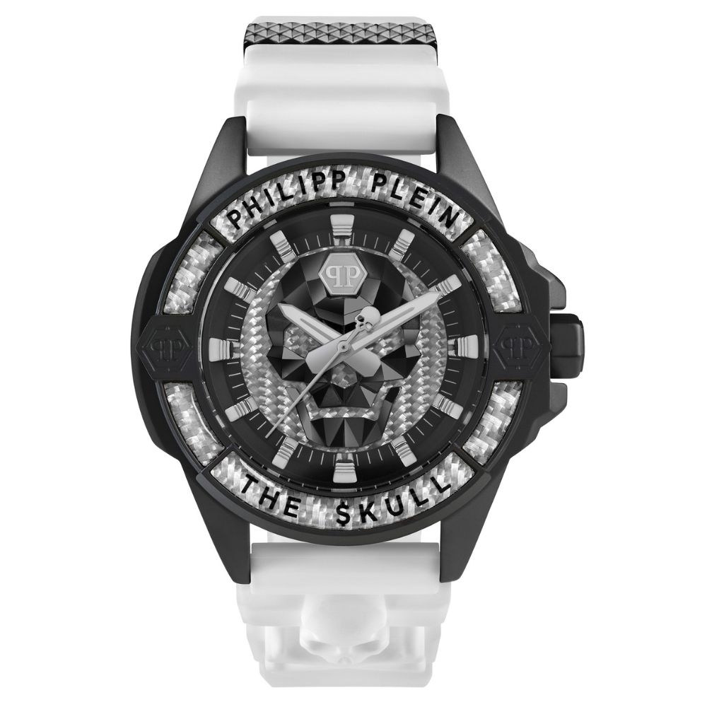 PHILIPP PLEIN THE $KULL CARBON FIBER 骷髏碳纖維錶款 白 PWAAA1822_44mm