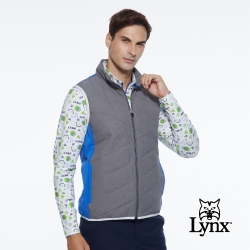 【Lynx Golf】男款防潑水防風保暖科技羽絨異材質剪裁無袖背心-寶藍色