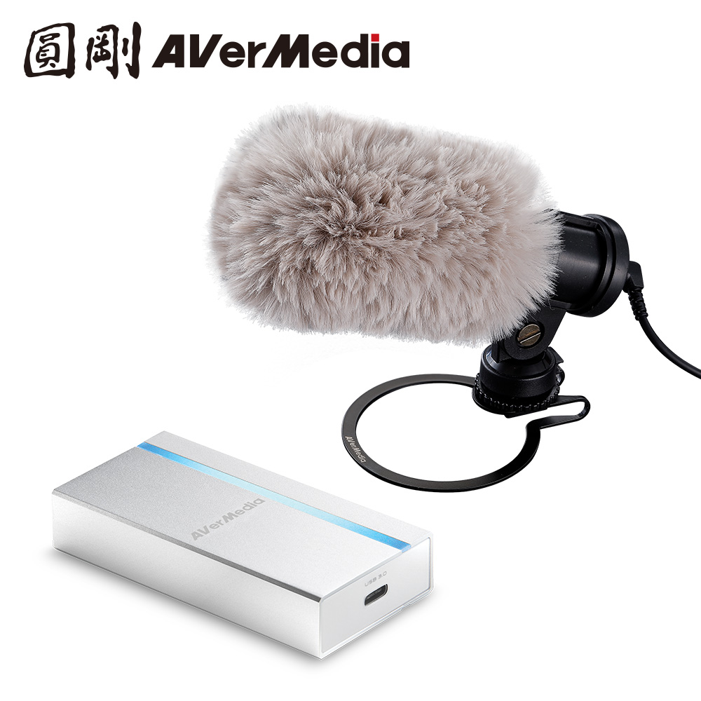 AVerMedia 圓剛 專業攝影直播套組-影像擷取器 BU110+收音麥克風 AM133