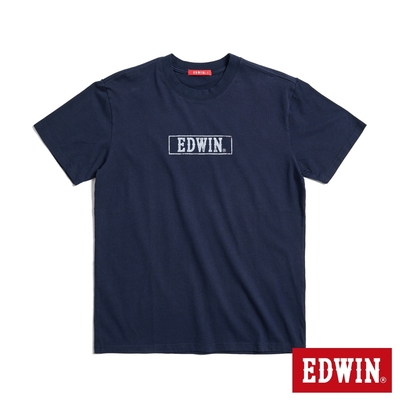 EDWIN 人氣復刻款 反面印花LOGO短袖T恤-男-丈青色