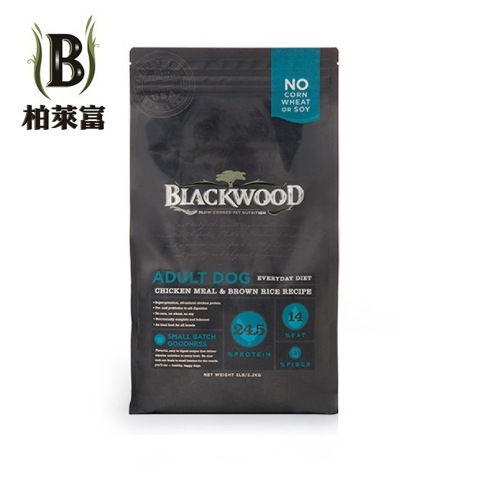 美國BLACKWOOD柏萊富-天然寵糧特調成犬活力配方(雞肉+糙米) 30磅/13.6kg