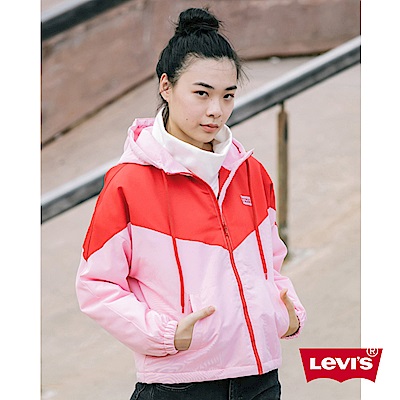 Levis 女款 風衣連帽外套  色塊拼接 經典Logo