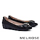 低跟鞋 MELROSE 淡雅氣質蝴蝶結金屬飾釦全真皮內增高低跟鞋－黑 product thumbnail 1