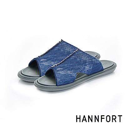 HANNFORT COZY可機洗帆布氣墊拖鞋-男-水洗藍