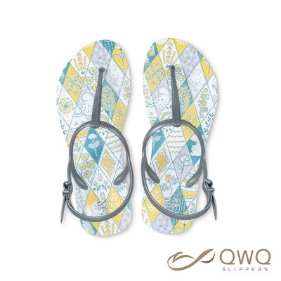 【QWQ】女款繪圖綁帶T字涼鞋-露台上的波麗-谷津玫瑰園-夾腳顯瘦涼鞋(GIPL00208)