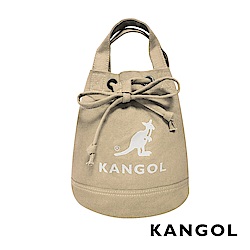 KANGOL 韓版玩色系列-帆布斜背水桶包-卡其AKG1214