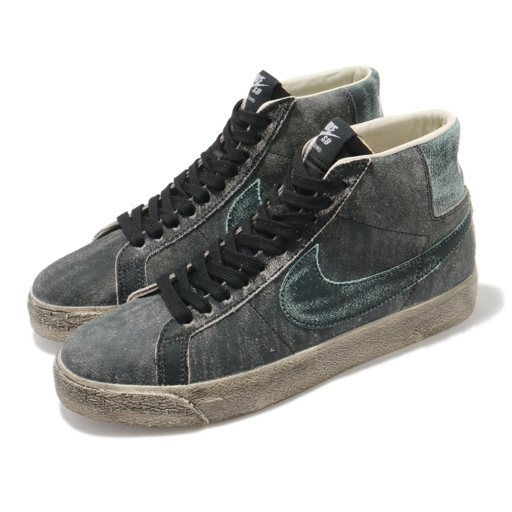 Nike 滑板鞋Blazer Mid Premium 男鞋SB 舒適避震仿舊設計球鞋穿搭黑灰