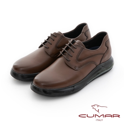 【CUMAR】商務通勤 跨界舒適百搭休閒皮鞋-咖啡