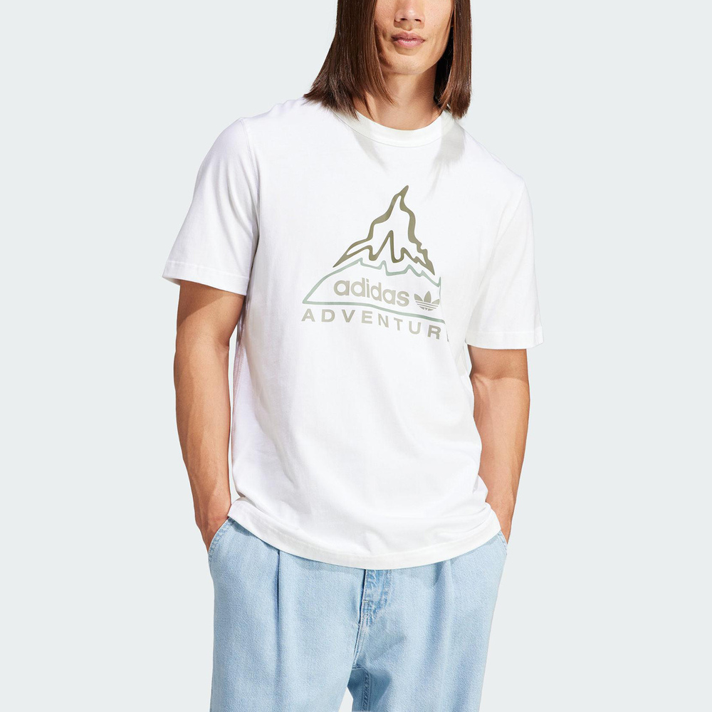 Adidas Adv Volcano Tee [IJ0702] 男 短袖 上衣 T恤 亞洲版 運動 休閒 火山圖案 白