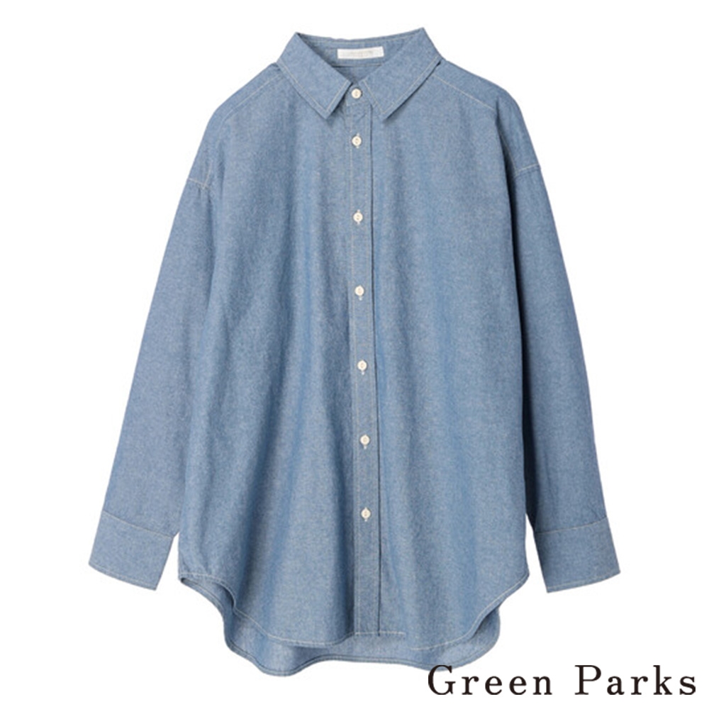 Green Parks 圓弧下擺長版棉質襯衫