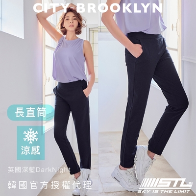 STL yoga 韓國瑜珈 涼感 女 City Brookyln 運動機能 修身 挺磅 直筒 加長+7cm 落地 長褲 英國深藍DarkNight