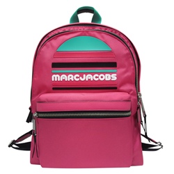 MARC JACOBS Sport Logo 雙拉鍊尼龍後背包-桃紅色(大)