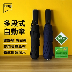【boy】三折不鏽鋼多段式商務自動傘（藍色/黑色）