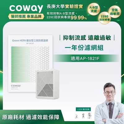 Coway 原廠一年份濾網【高效雙禦型 AP-1821F】