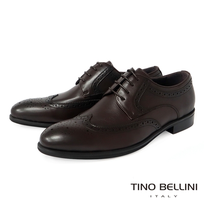 TINO BELLINI 男款 經典深咖啡翼紋沖孔紳士鞋