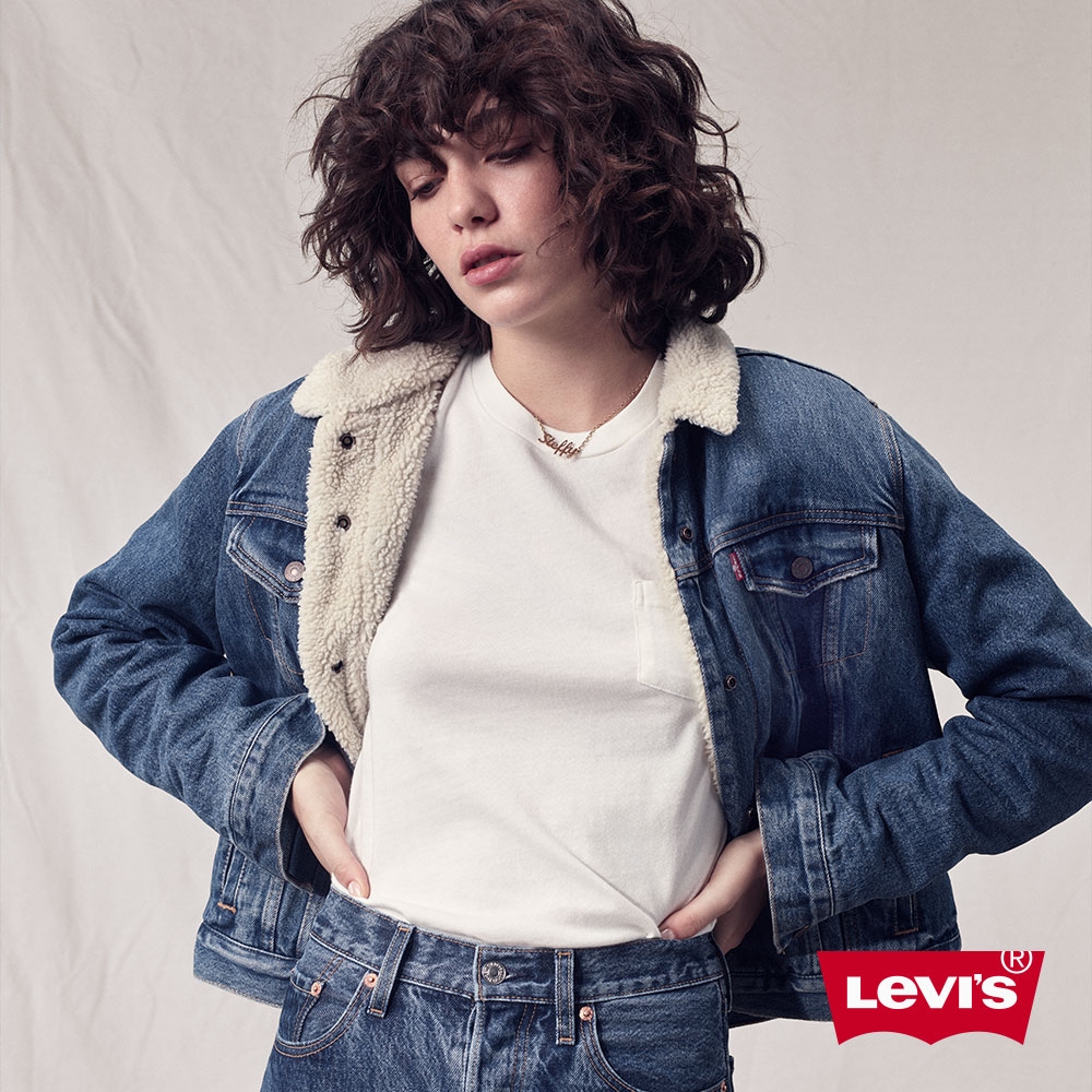 Levis 女款 牛仔外套 Original 經典修身版型 Sherpa棉花絨