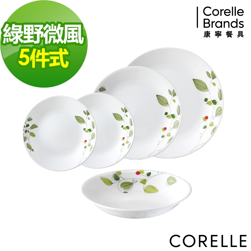 【美國康寧】CORELLE綠野微風5件式餐盤組(502)