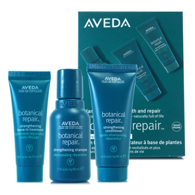 AVEDA 花植重鍵強韌焦點隨行禮盒組(花植結構重鍵洗髮精50ml+潤髮乳40ml+精華25ml)-公司貨