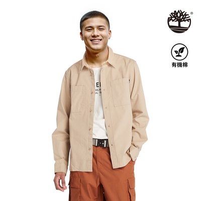 Timberland 男款卡其色棉質長袖襯衫外套|A2AV8269