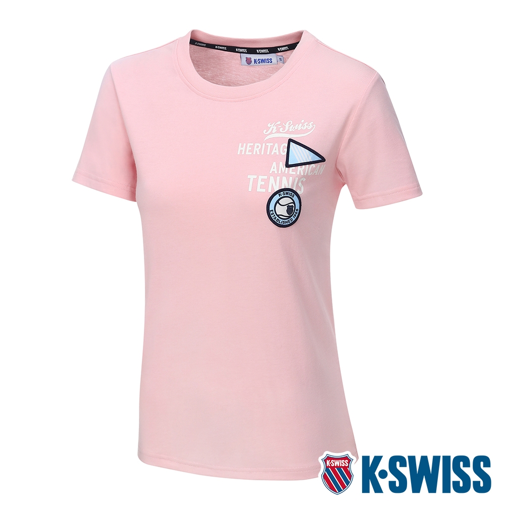 K-SWISS Badge Tee棉質吸排T恤-女-粉紅