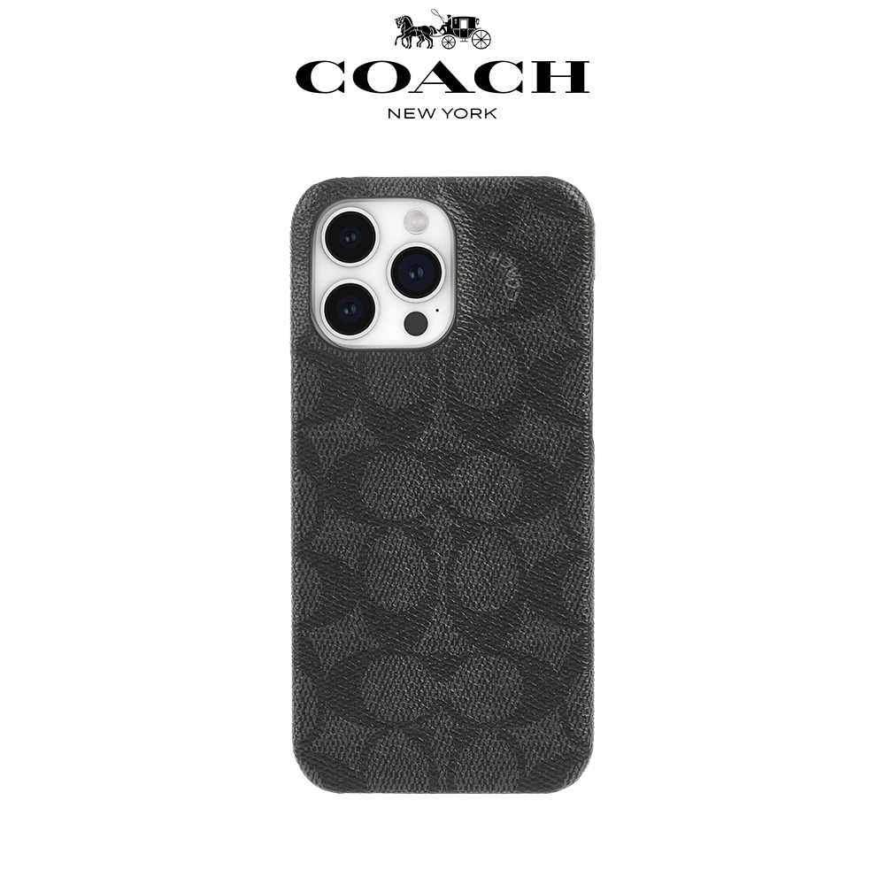 【COACH】iPhone 15 Pro Max 精品手機殼 黑色經典大C