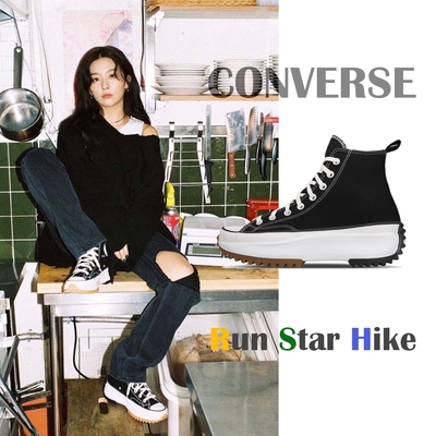 Converse 休閒鞋Run Star Hike 穿搭厚底舒適帆布平民版簡約時尚黑白女