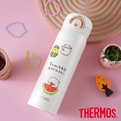 THERMOS膳魔師 不銹鋼真空保溫瓶500ml-角落小夥伴-西瓜篇(JNR-500SG-WM)