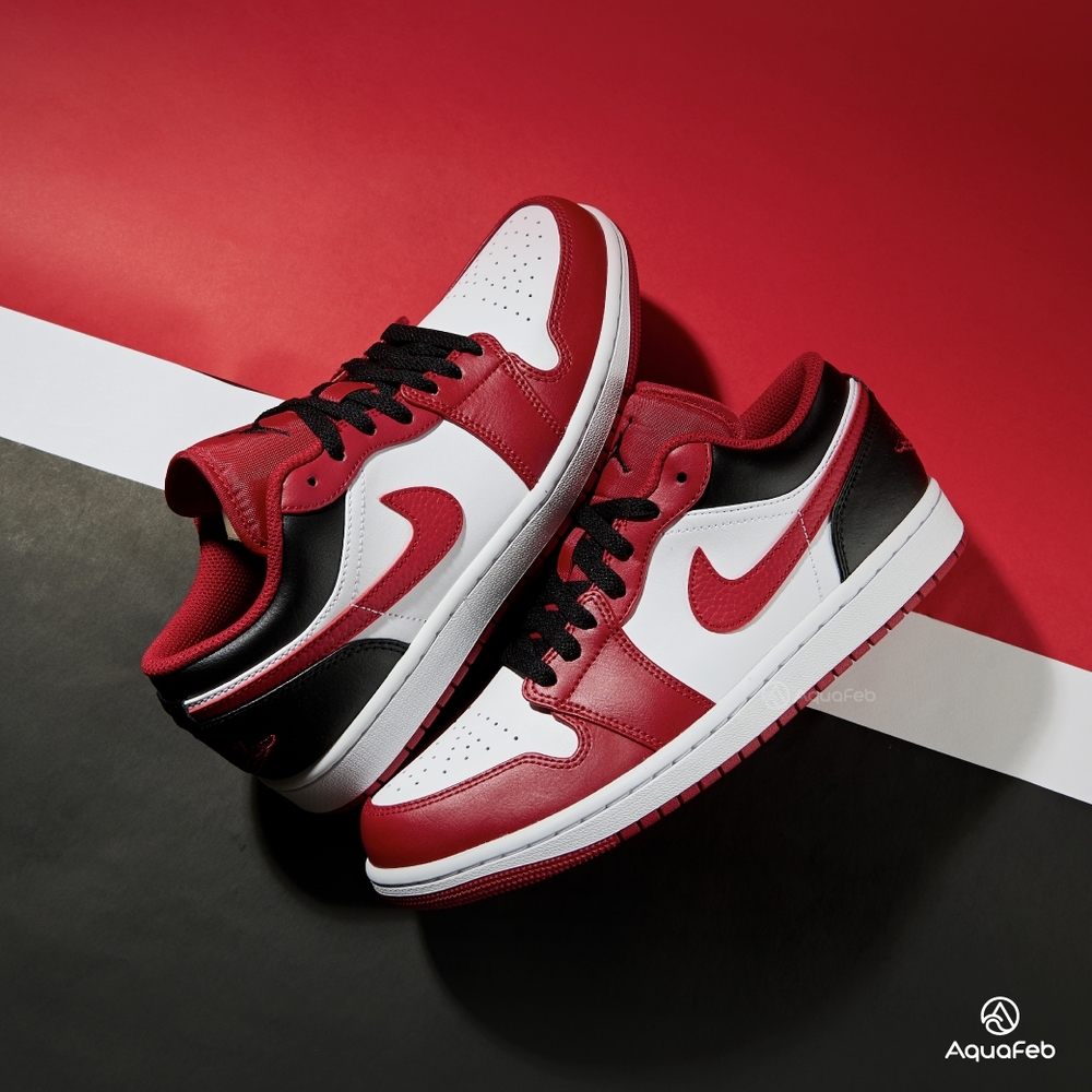 Nike Air Jordan 1 Low 男鞋 紅白黑色 經典 低筒 休閒鞋 553558-163