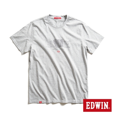 EDWIN 網路獨家 3D立體毛邊線條LOGO短袖T恤-中性-麻灰色