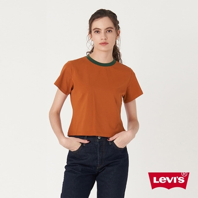 Levis Gold Tab金標系列 女款 短版彈力修身短袖T恤 楓葉棕