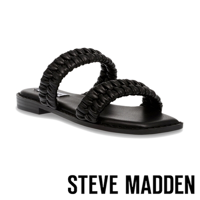 STEVE MADDEN-SEELEY 編織雙帶拖鞋-黑色