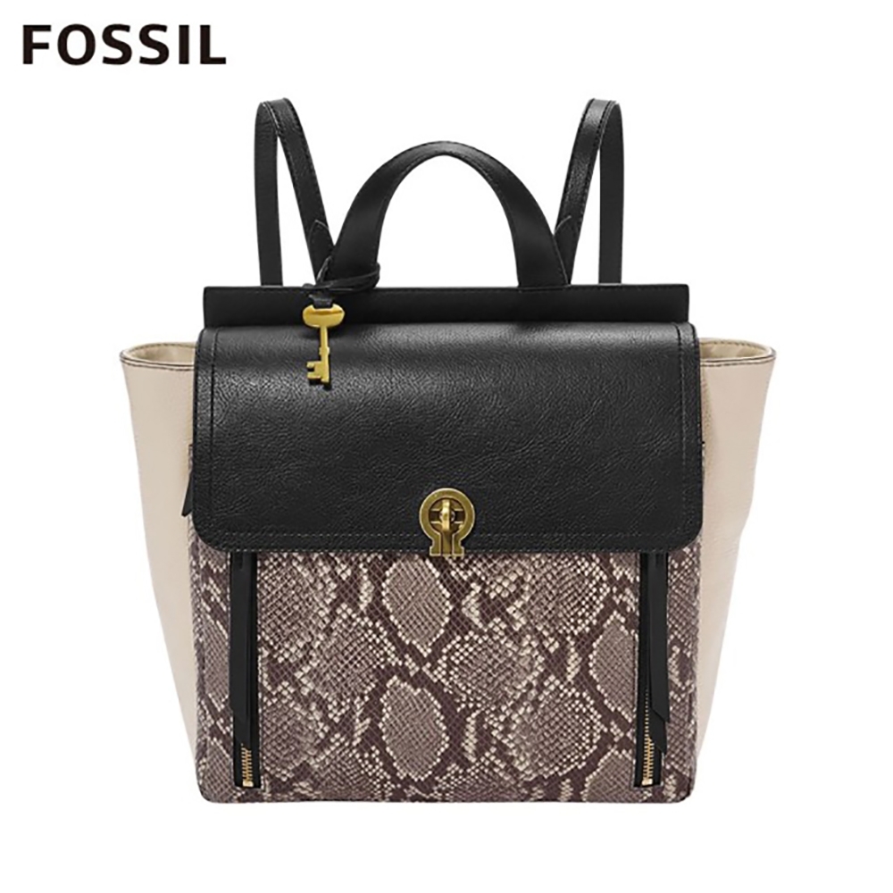 FOSSIL AMELIA 真皮時尚後背包-優雅蟒紋 ZB7789889