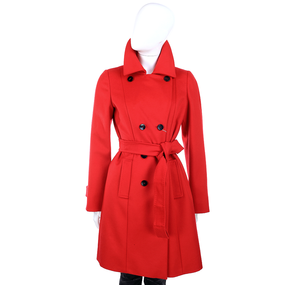 MARELLA 羊毛排釦設計綁帶大衣(紅色)